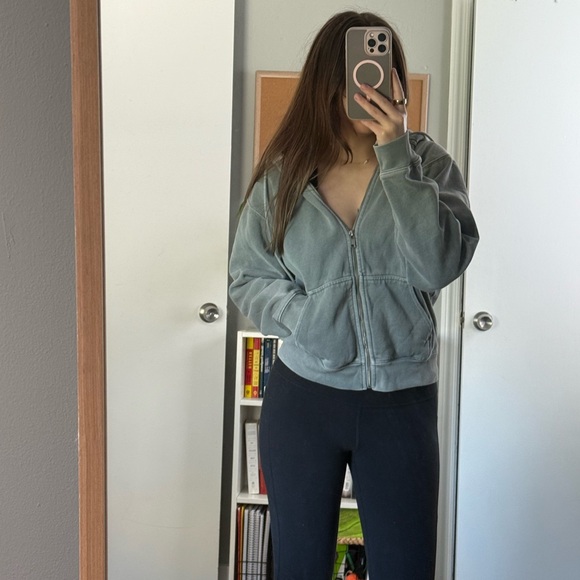 Brandy Melville Sage Green zip up Hoodie - Picture 5 of 6